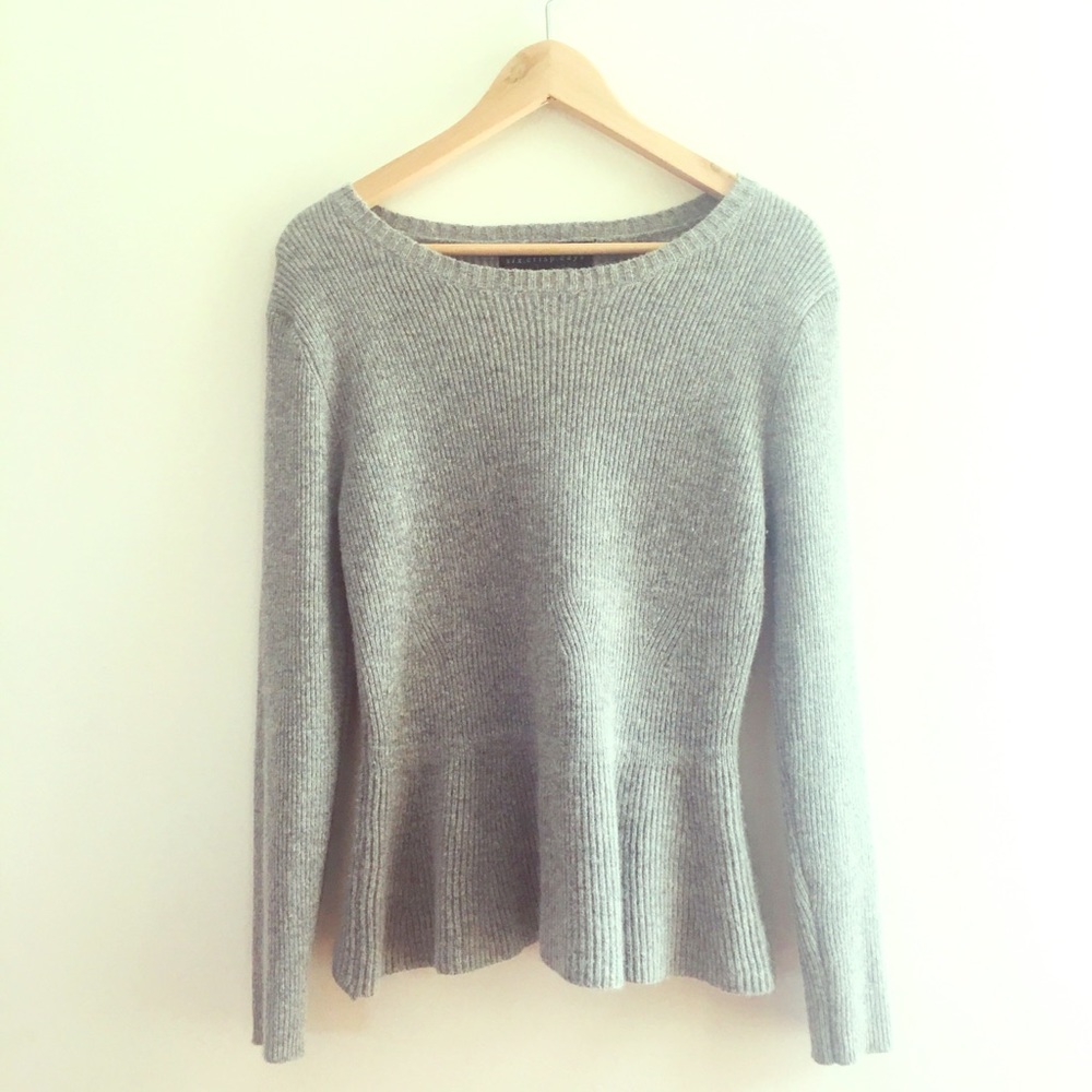 Grey Peplum sweater, thick knit and cozy!